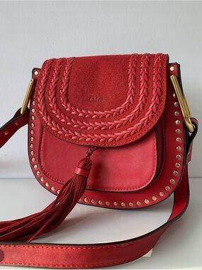 Chloé Red Braided Tassel Saddle Crossbody
